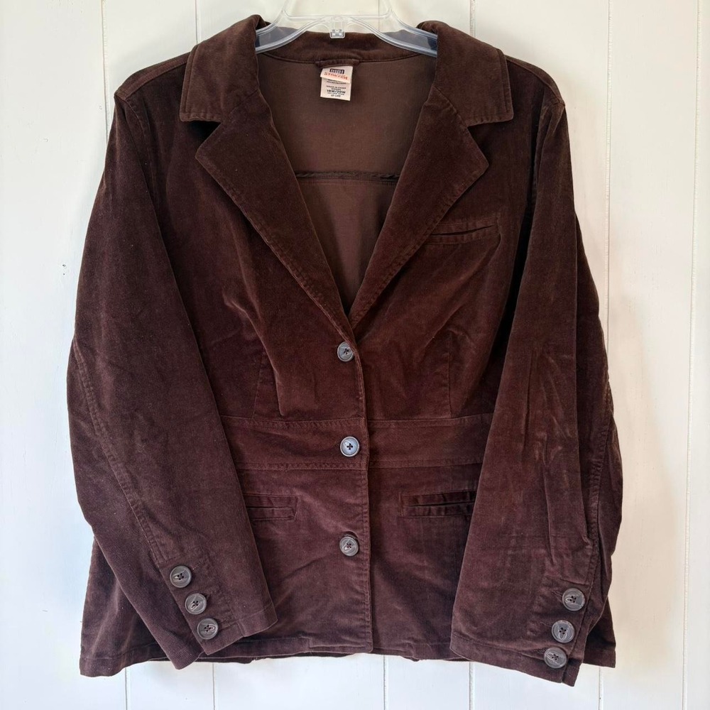 Faded Glory Brown Corduroy Blazer Jacket Women's Plus Size 18W/20W